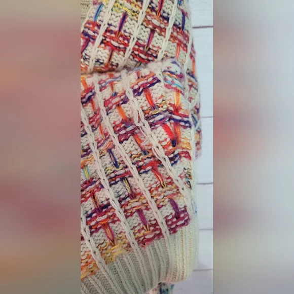 Euc Shein Curve Oatmealand Rainbow 🌈 🌈 Button front  cardigan size 3XL - Picture 3 of 7